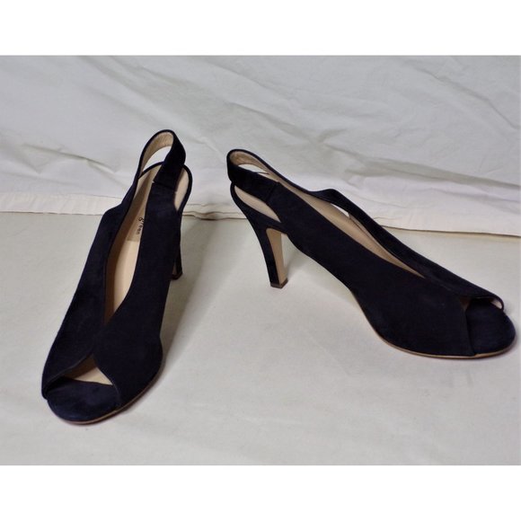 🆕 PAUL GREEN Avanti Peep Toe Slingback Pump Shoes Suede Black 9.5 - Picture 2 of 9